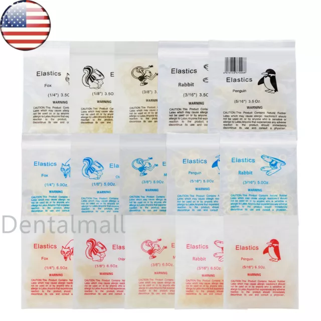 US Dental Orthodontic Rubber Bands Ortho Elastics Latex Braces 3.5 5.0  6.5 OZ