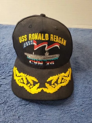 USS RONALD REAGAN CVN 76 Aircraft Carrier Officer's Cap w/ Oak Leaves