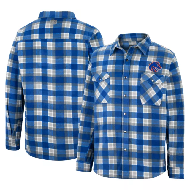 Men's Colosseum Royal/White Boise State Broncos Ellis Plaid Full-Snap Shirt