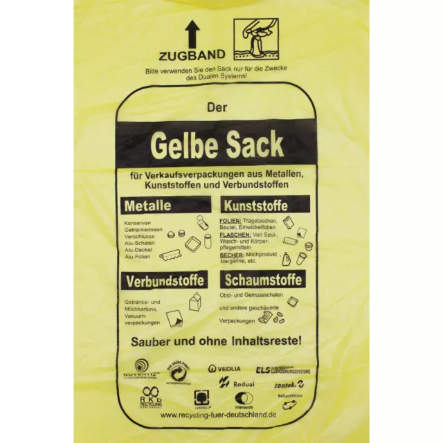 Gelber Sack gelbe Säcke Müllsäcke Müllbeutel Abfallsäcke Abfallbeutel