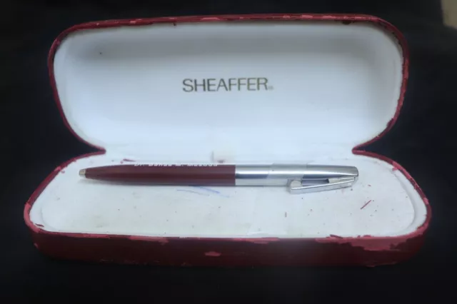 Pluma estilográfica Sheaffer vintage roja y plateada, recarga de bolígrafo...