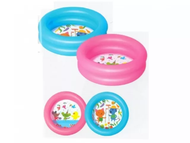 Bestway Kiddie Kinder Pool Planschbecken Schwimmbecken Aufblasbar mit 2 Ringen