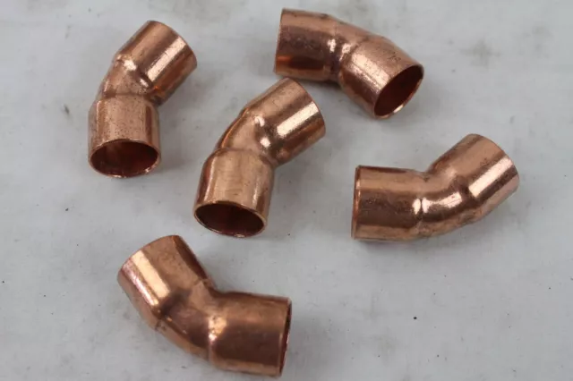 5 New Copper 45° Elbow, 1/2" (5/8"OD) CxC WE-504 Solder-Joint Fittings W-03026