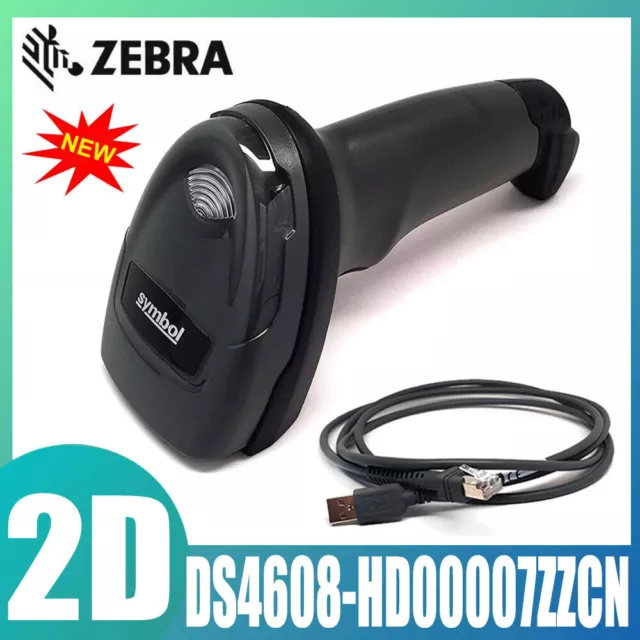 Zebra DS4608-HD00007ZZCN 2D Wired Handheld Barcode Scanner Imager With USB Cable