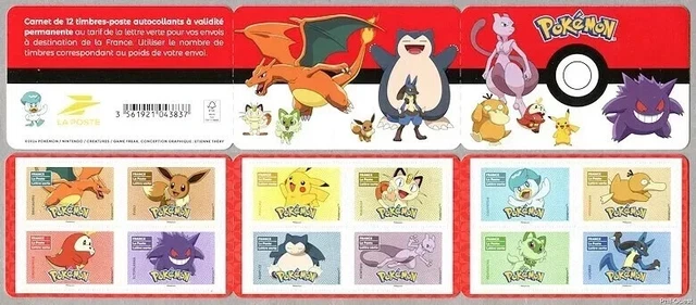 LOT DE 20 Carnet de 12 timbres France Lettre Verte 20 gr Pokémon. EUR