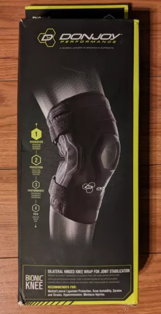 DonJoy  Bionic Knee Brace (Black/Large) - Bilateral Hinged Knee Wrap -Size Large