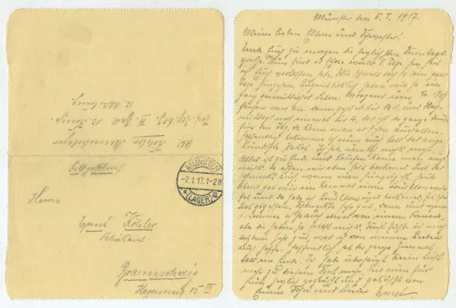 97602 - Feldpostbrief - Munster (Lager) 7.1.1917 nach Braunschweig