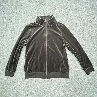 Hanes Girls Jacket Size Large Black Velour Full Zip Long Sleeve Youth 12/14