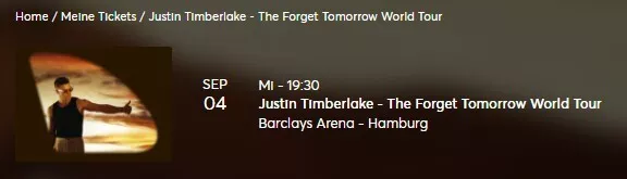 Justin Timberlake Stehplatz Tickets Hamburg 04.09.24