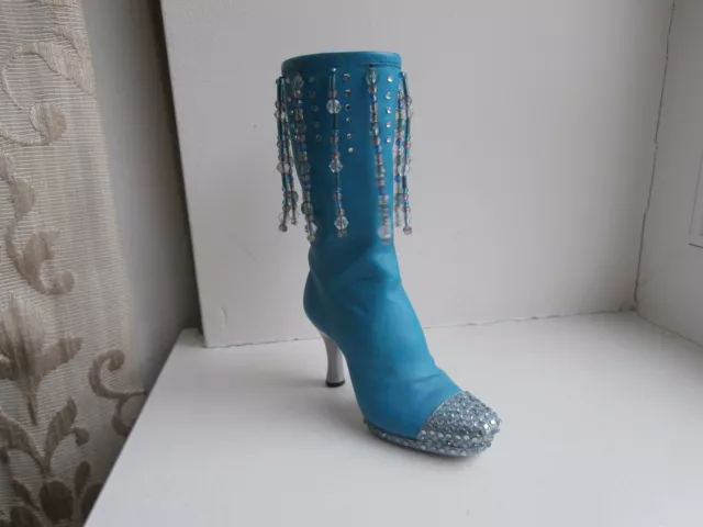 Raine Just The Right Shoe 'Groovy Baby' Blue Beaded Tall Boot Miniature Ornament