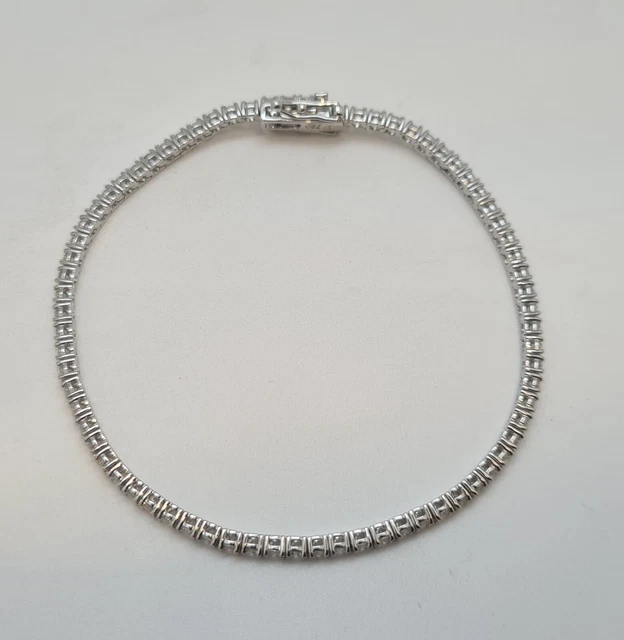 Bracelet Rivière En Or Blanc 18 Carats Serti De Diamants Naturels - Poids 7.26g - Neuf Avec étiquettes