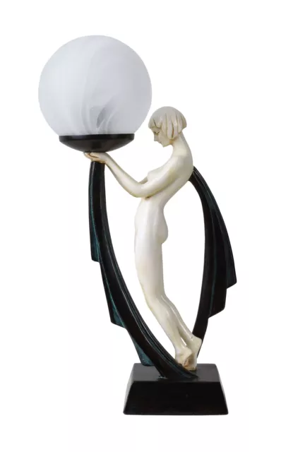 Lampe Kugelschirm Art Deco Tischleuchte Tänzerin Tischlampe Nachttischlampe neu