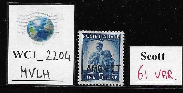 WC1_2204 TRIESTE FTT. 5 Lire DEMOCRATICA w. ovpt. front/back. Var. Scott 61.MVLH
