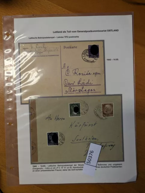 Ostland LETTISCHE BAHNPOSTSTEMPEL DÜNABURG -Balbinowo (50376