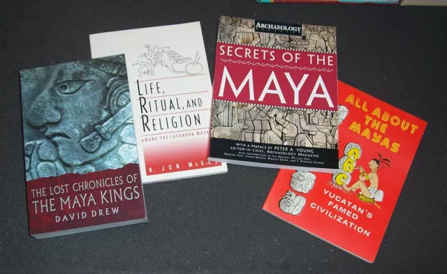 4 MAYA BOOKS: Secrets, All About, Lost Chronicles, Life Ritual Religion Lacandon