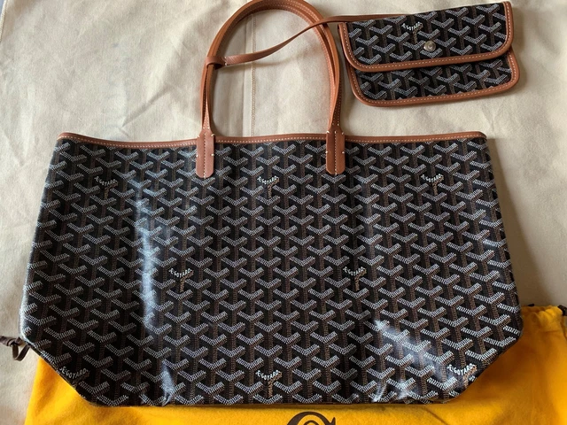 SAC GOYARD CABAS Saint Louis PM coloris toile noir et marron en