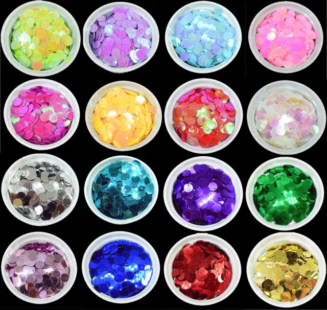 27 COLOURS - 200 Round 10MM Loose Sequin Flat Sewing Trim Costume BU1208