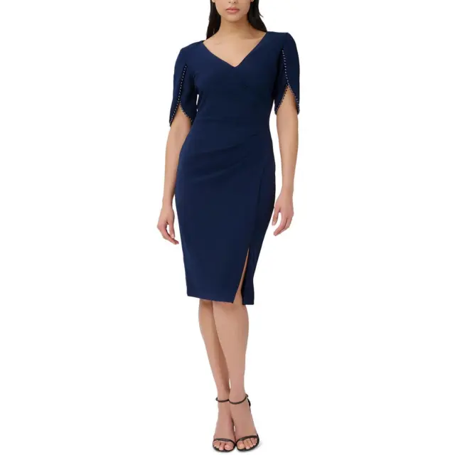 Adrianna Papell Womens Beaded Knee-Length Cocktail and Party Dress BHFO 9704