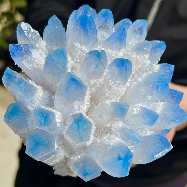 648G New Find Blue Phantom Quartz Crystal Cluster Mineral Specimen Healing.CM594 3
