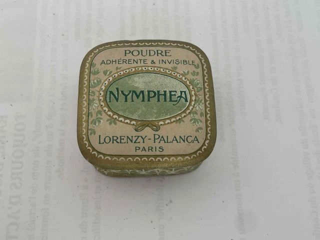 Boîte à Poudre Ancienne "Nymphéa" Lorenzy Palanca - Carton, Fin XIXe Siècle, Française