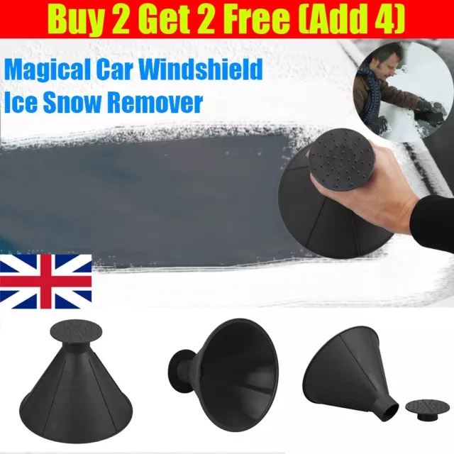 Car Windshield Magic Ice Scraper Tool Cone Shaped Funnel Remover Snow Black