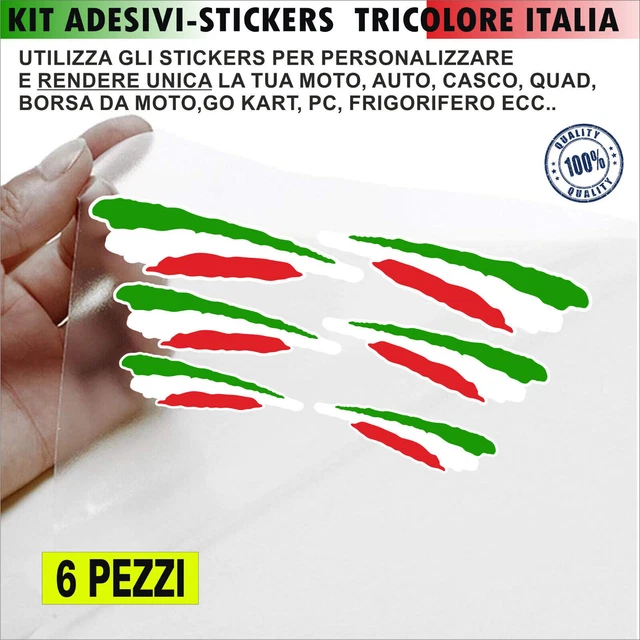 2 Autocollants 3D Drapeau Italie – Pour Voiture, Moto, Casque, Ordinateur, Finition Brillante