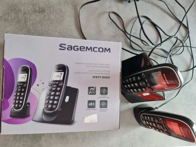 SagemCom D571 Duo Téléphone sans Fil DECT/GAP Noir, piles rechargeables fournies