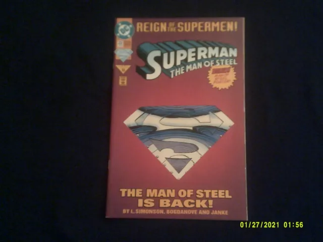 1993 DC COMICS SUPERMAN THE MAN OF STEEL # 22 w/ MAN OF STEEL POSTER,DIE-CUT COV