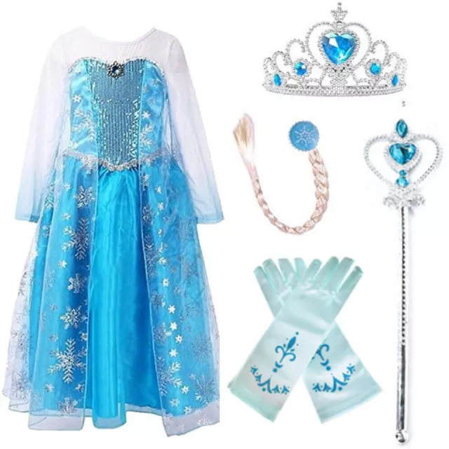 Frozen Elsa Dress Up Girls Fancy Cosplay Kids Costume Party Outfit NEW