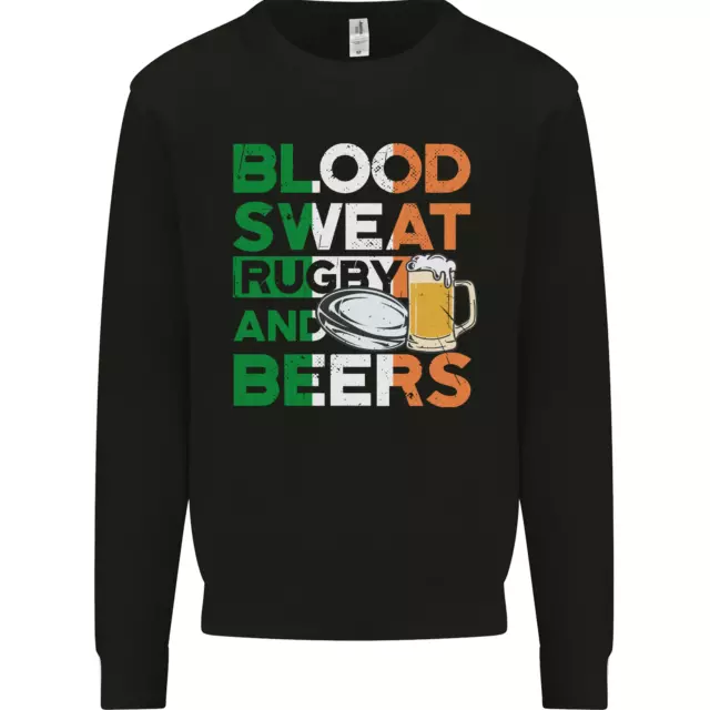 Felpa Blood Sweat Rugby and Beers Ireland Divertente Uomo Maglione