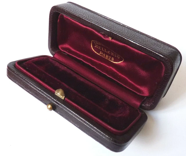 ANCIEN ÉCRIN À BIJOUX en cuir bordeaux / BOITE ANCIENNE vers 1900 EUR
