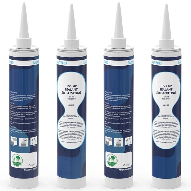 Eazy2Hd 4 Packs RV Sealant Caulking Self Leveling for RV Roofs, RV White Flexibl