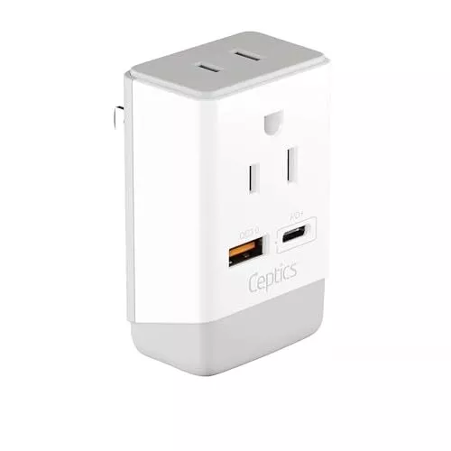 Japan, Philippines Power Travel Plug Adapter, QC 3.0 & PD, Safe Dual USB & US...