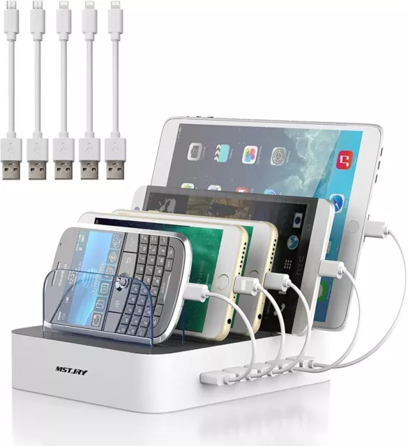 Charging Station for Multiple Devices, MSTJRY 5 Port Multi USB Charger Station w