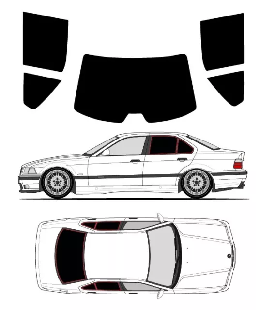 Passgenaue Tönungsfolie BMW 3er E36 Limo 1990-1998