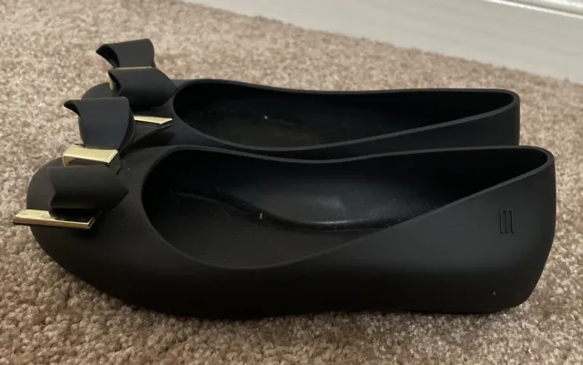 Mel Dreamed by Melissa Girls Space Love Ii Ballet Flats Bow Slip On Black SZ 12