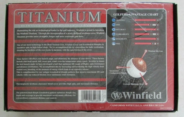 Boîte neuve 15 balles Golf High Performance Winfield Titanium Urethane Elastomer 7
