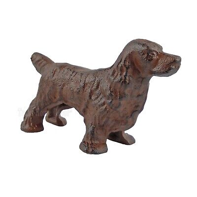 Cocker Spaniel Dog Figurine Statue Cast Iron Rustic Brown Finish 4 x 6 inch