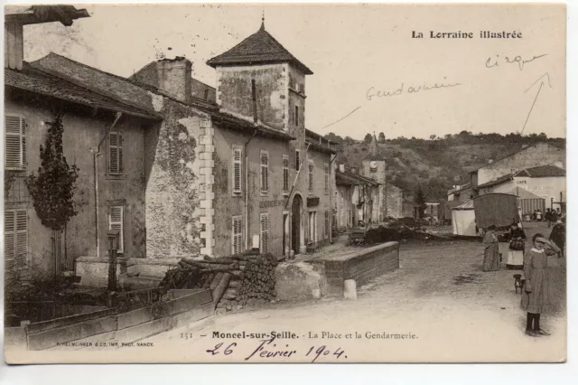 MONCEL SUR SEILLE - Meurthe et Moselle - CPA 54 - Place et la Gendarmerie - Party
