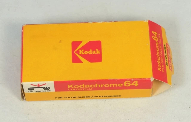 1 rollo Kodak Kodachrome 64 caducado 126 película deslizante 20 cartucho de exposición