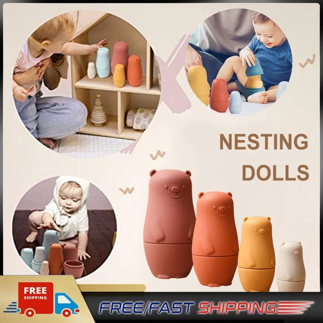 Color Size Matching Toys Gifts Montessori Toy for Boys Girls (Red Bear)