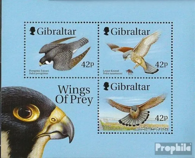 Gibraltar Block39 (kompl.Ausg.) postfrisch 1999 Greifvögel