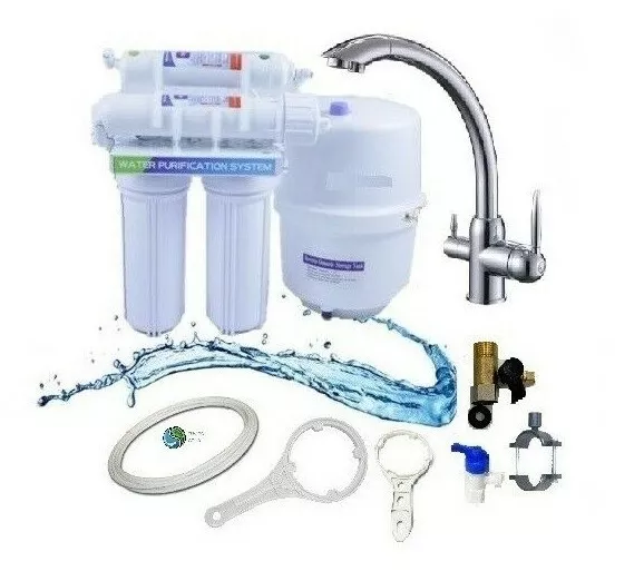 5 Stage Undersink Home Drinking RO Water Filter System With 3 Way Tap