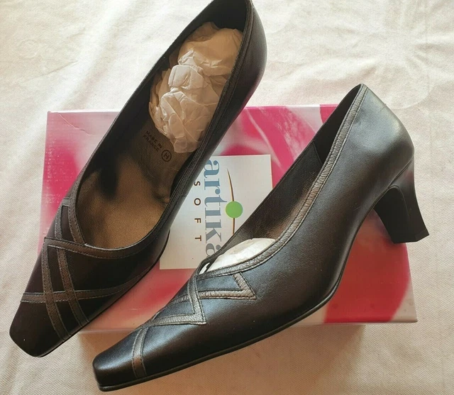 Chaussures Artika Soft – Vinato – Taille 41 – Noir Cuir – Neuf Avec Défaut (talon)