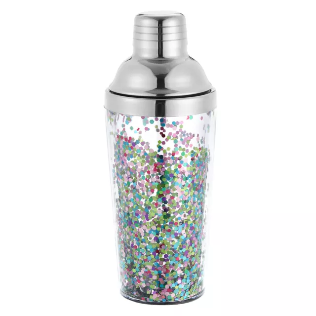 16OZ(450ml) Plastic Cocktail Shaker, Stainless Steel Top, Multicolor