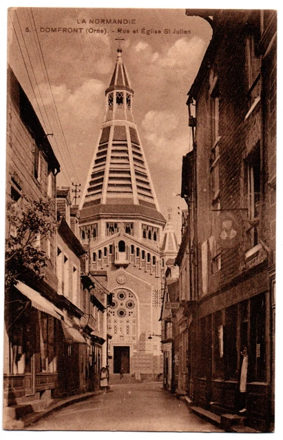 CPA 61 - DOMFRONT (Orne) - 5. Rue et Eglise St-Julien - Ed. P. Levasseur