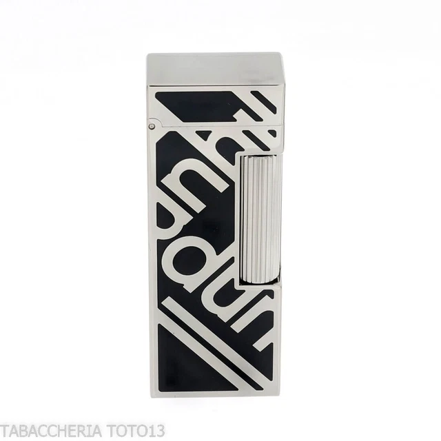 Accendino Dunhill Rollagas lacca nera e logo palladio