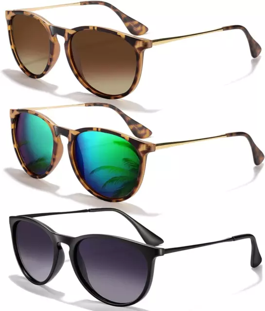 Sunglasses Womens Men Polarized UV Protection Trendy Vintage Retro round Mirrore