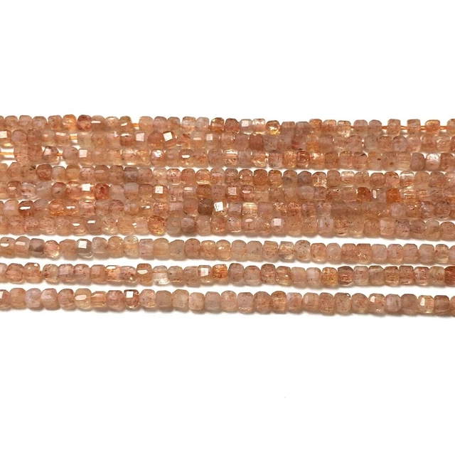 Naturel AAA Orange Pierre de Soleil Précieuse 2mm Cube Boîte Briolette Facettes