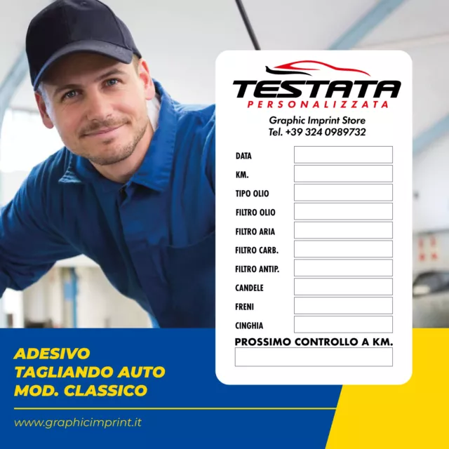 Adesivi Tagliando Auto e Moto Etichette per Cambio Olio Officina Personalizzati